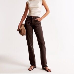 Abercrombie & Fitch Brown curve love 90’s straight ultra high rise